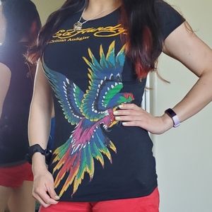 Ed Hardy x Christian Audigier Macaw Parrot tee, XS